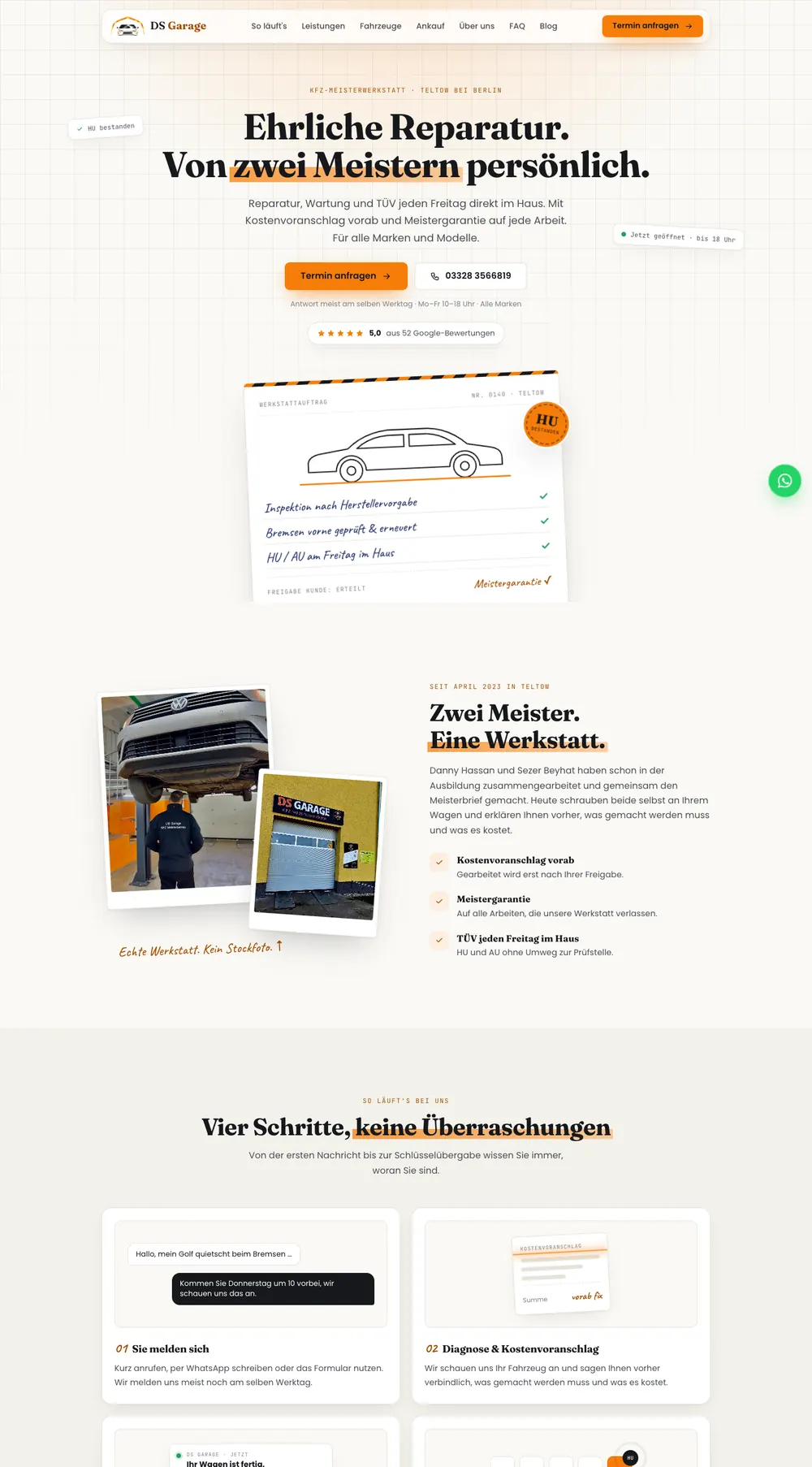 Webdesign für Kfz-Meisterwerkstatt: DS Garage in Teltow
