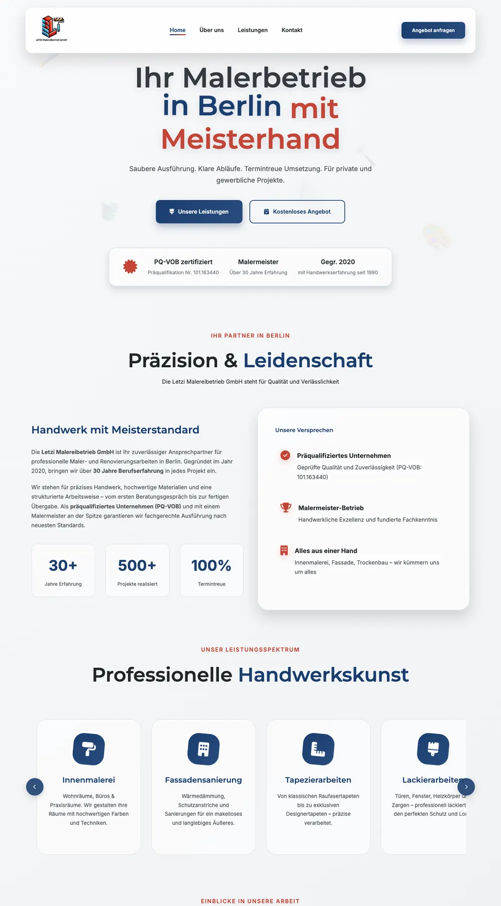 Webdesign für Malermeister: Letzi Malerbetrieb in Berlin