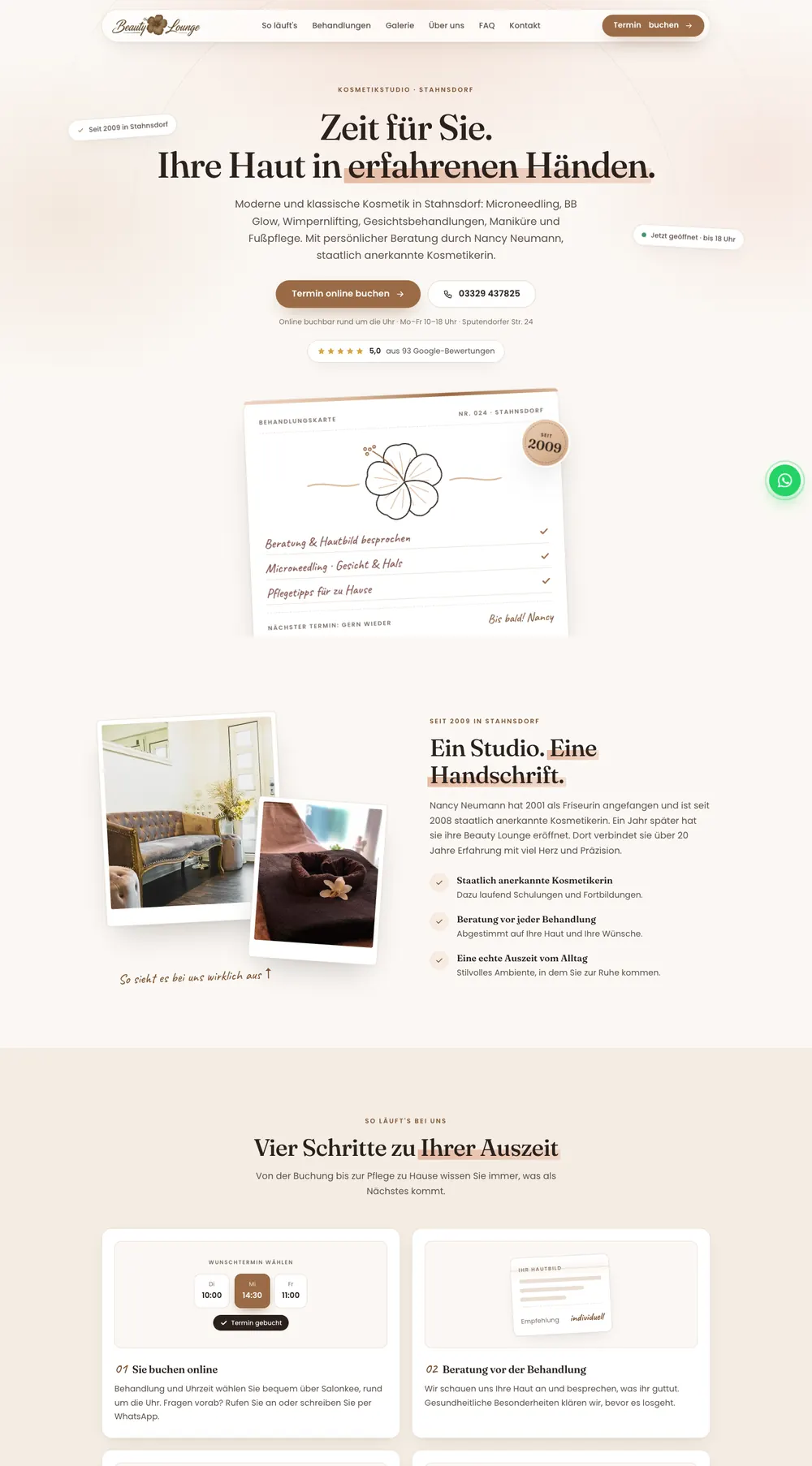 Webdesign für Kosmetikstudio: Beauty Lounge by Nancy Neumann in Stahnsdorf