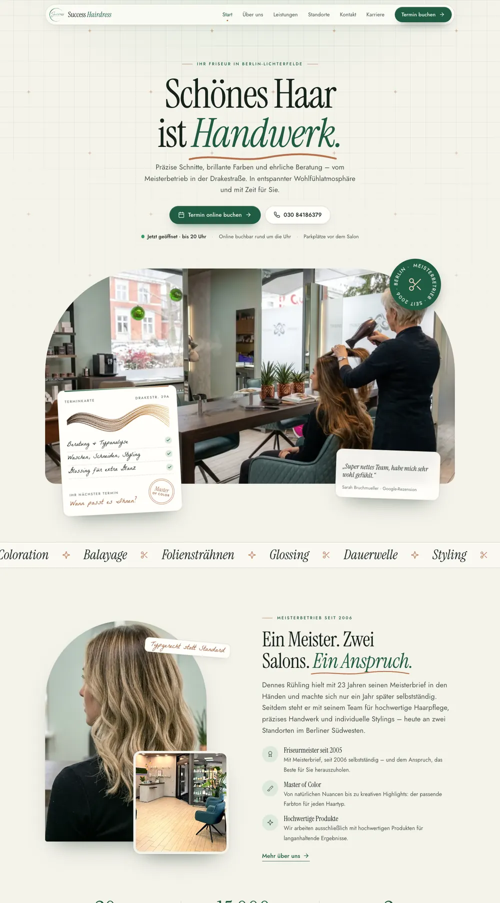 Webdesign für Friseursalon: Success Hairdress in Berlin-Lichterfelde