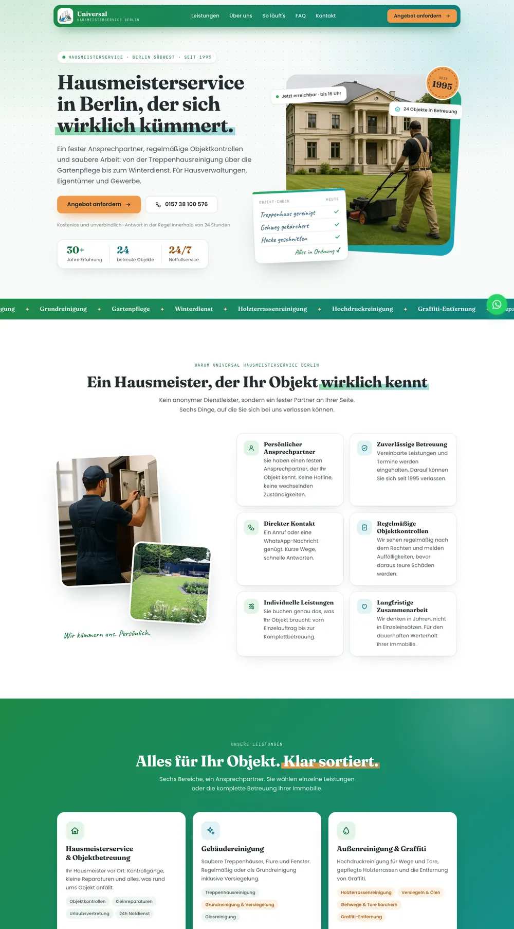 Webdesign für Hausmeisterservice: Universal Hausmeisterservice in Berlin