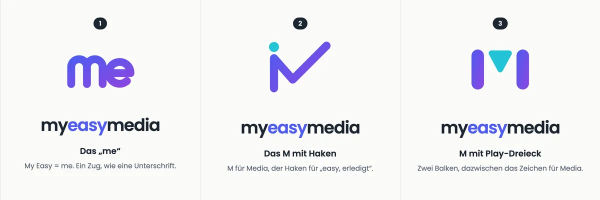 Drei Logo-Entwürfe für myeasymedia